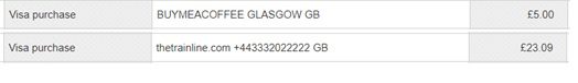 bank statement