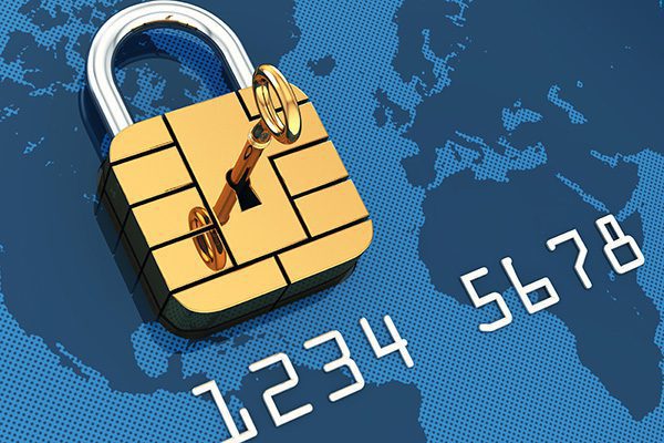 Digital padlock and key illustration