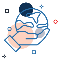 Illustration of a hand holding the earth