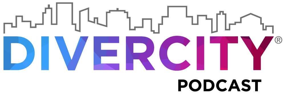Illustration of a city skyline with the words divercity