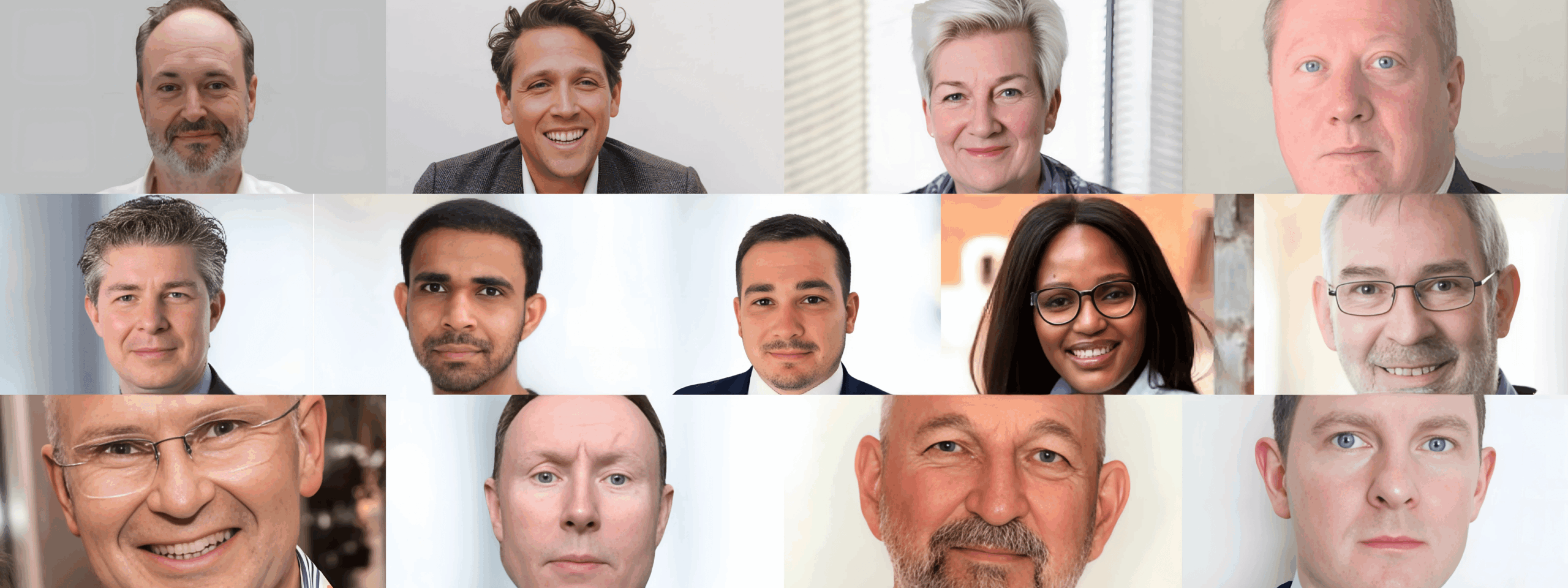 Top row (left to right): Carlos Albo, Jan van Vonno, Jane Jee, Andrew Churchill. Second row: Nick Davey, Bhaswant Gandham, Michael Hammond, Lerato Matsio, Mark McMurtrie. Bottom row: Mark O'Keefe, David Rennie, John Erik Setsaas, Archi Shrimpton.
