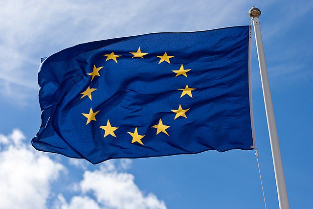 European Union flag billowing