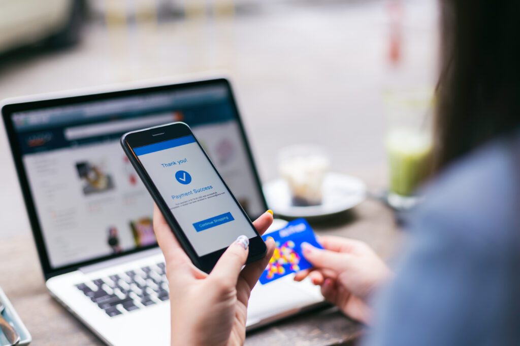 Woman making ecommerce purchase